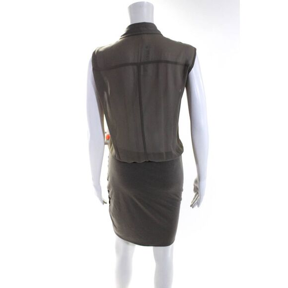 Robbi & Nikki Womens Taupe Collar Ruched Sleeveless Bodycon Dress Size S - Picture 3 of 6